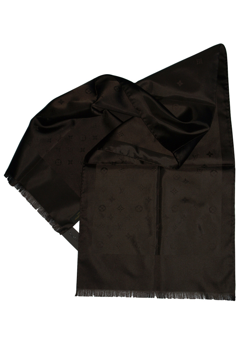 Louis Vuitton Men Scarves Beige Dark brown Satin ref.246703 - Joli